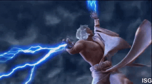 Zeus Statue Holding Lightning Bolt