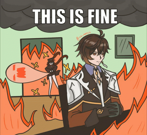 Zhongli This Is Fine Comic GIF