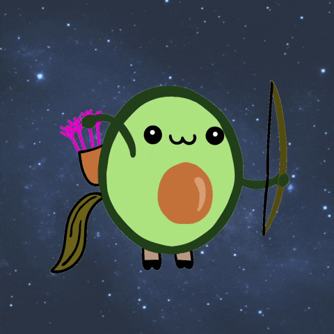 Zodiac Avocado Shooting Arrows GIF