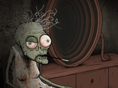 Zombie Hitting Glass Breaking In Sharp Pieces GIF