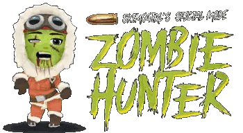 Zombie Hunter Video Game Logo with Green Character