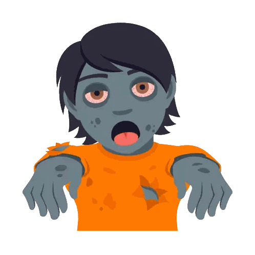 Zombie Wearing Orange Shirt With Tongue Out