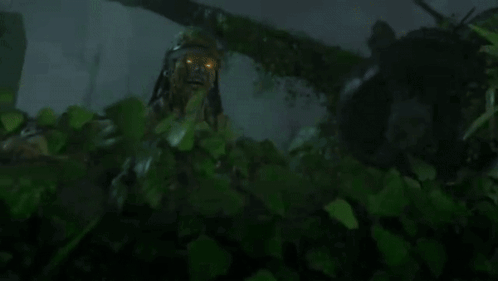 Zombie with Glowing Eyes in Forest