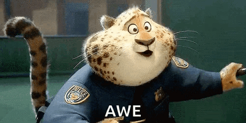 Zootopia Cheetah in Police Uniform Holding Baton