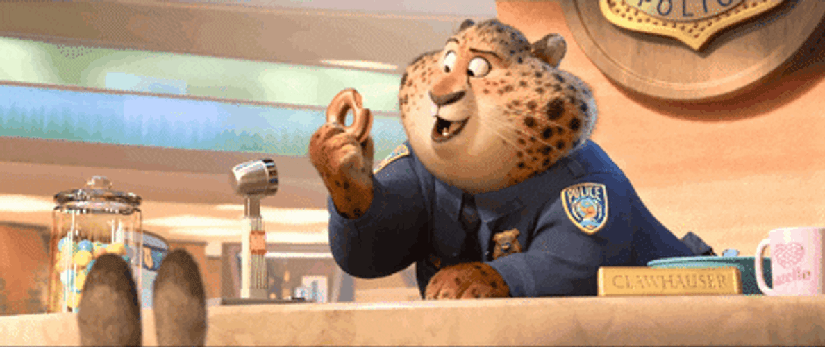 Zootopia Officer Clawhauser Eating Donut GIF