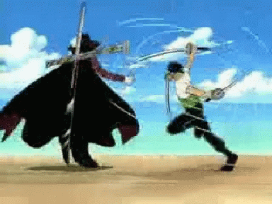 Zoro Vs Dracule Mihawk GIF