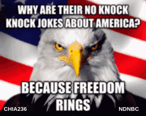 No Knock Knock Jokes On America Meme GIF