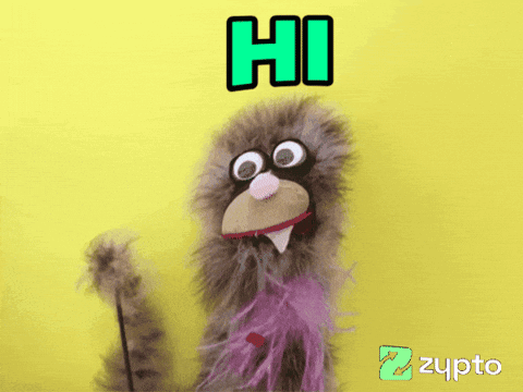 Zypto Logo on Yellow Background Next to Puppet