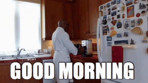 Good Morning Work By Man In Bath Robe