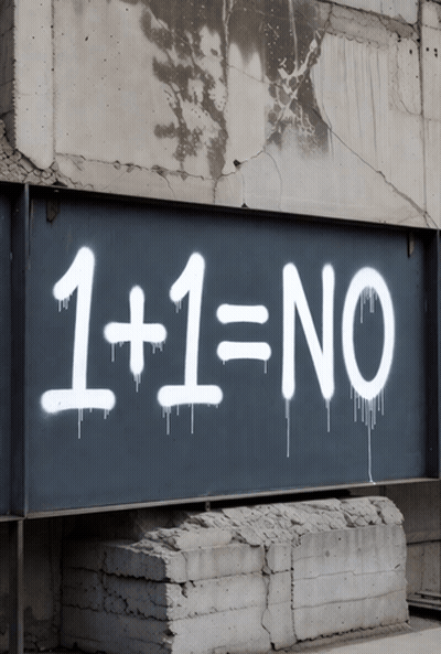 1 + 1 = No Spray Painted On Black Wall GIF