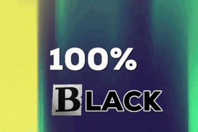 100% Black Sign On Blue And Yellow Background GIF