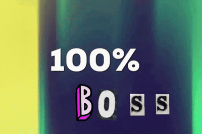 100% Boss Sign On Purple Background GIF