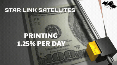 100 Dollar Bill Printing Star Link Satellites 1.25% Per Day GIF
