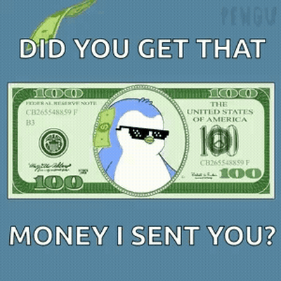 100 Dollar Bill With Penguin Wearing Sunglasses GIF