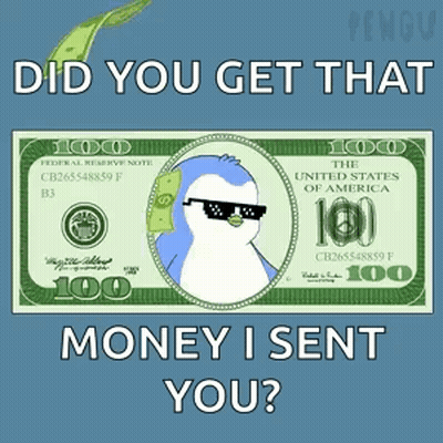 100 Dollar Bill With Sunglasses Penguin GIF