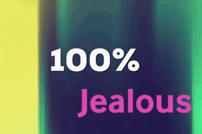 100% Jealous Sign On Purple Background GIF