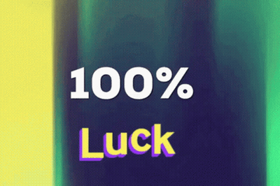 100% Luck Sign On Blue Background GIF
