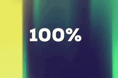 100% On Blue And Green Background GIF