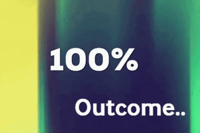 100% Outcome On Blue And Yellow Background GIF