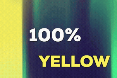 100% Yellow Sign On Blue And Yellow Background GIF