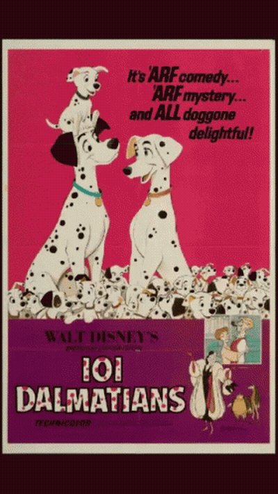 101 Dalmatians Poster With Group Of Dalmatians GIF