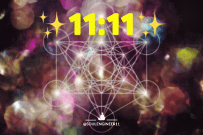 11:11 Displayed On Purple Starry Background GIF