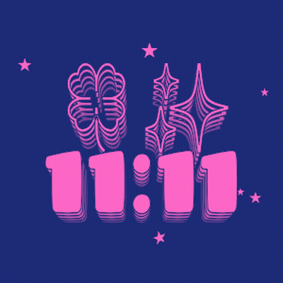 11:11 Is Displayed On A Blue Background With Stars GIF