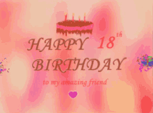 18 Happy Birthday Amazing Friend Pink Greeting GIF