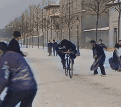 1890 Men Snowball Fight GIF