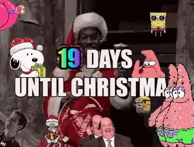 19 Days Until Christmas With Snoopy And Patrick GIF