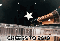 2019 New Year Popping Champagne GIF
