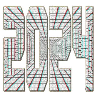 2024 Year 3D Grid Rendering Sticker