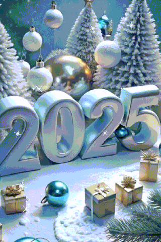 2025 Surrounded By Christmas Decorations And Presents GIF