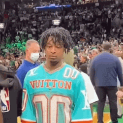 21 Savage Wearing Vuitton Footbal Jersey GIF