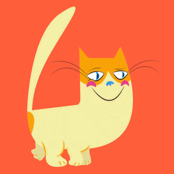 2D Cat Walking Smiling Happy GIF