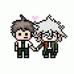 2D Nagito And Hajime Holding Hands GIF