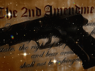 2Nd Amendment On Brown Background With Gun GIF