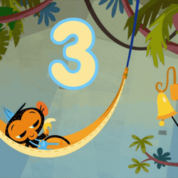 3 Cute Cartoon Monkey Above Tree GIF