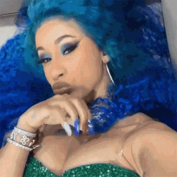 3 Sassy Cardi B Blue Hair GIF