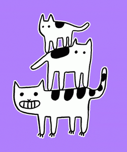 3 Spotted Cartoon Cats Smiling GIF
