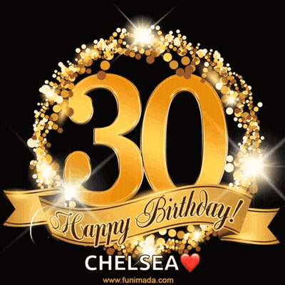 30Th Birthday Greeting Card For Chelsea With Heart GIF