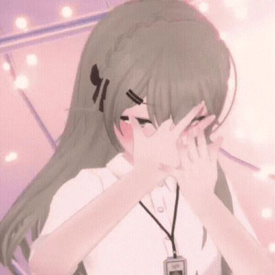 3D Anime Girl Covering Mouth GIF