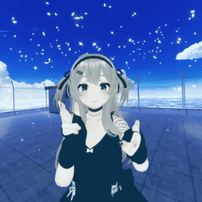 3D Anime Girl Giving Peace Sign GIF