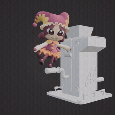 3D Cartoon Character Sitting On Machine GIF