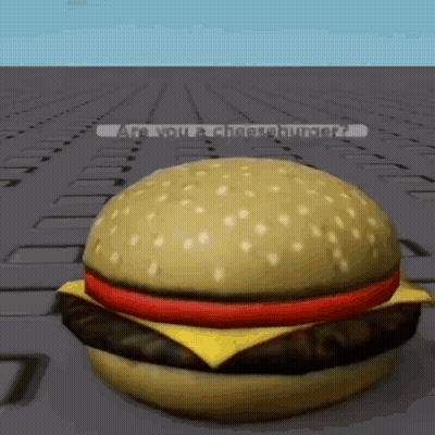 3D Cheeseburger Saying Are You A Cheeseburger GIF
