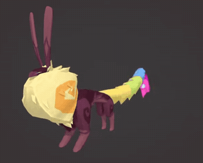 3D Colorful Rabbit With Long Tail