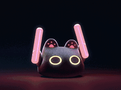 3D Crazy Cat Holding Glowsticks GIF