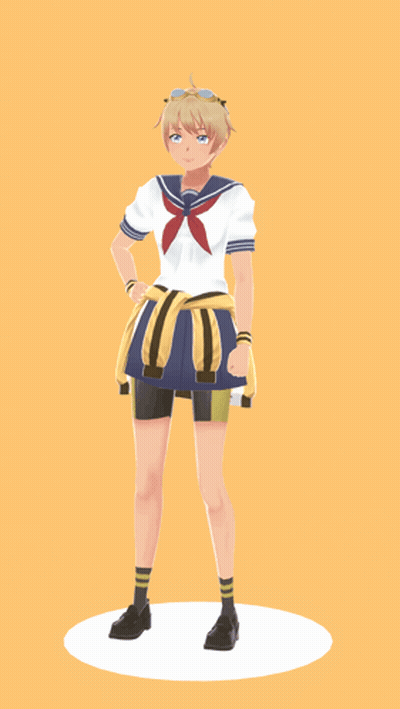 3D Girl In Sailor Suit GIF