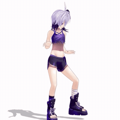 3D Girl With Purple Hair GIF
