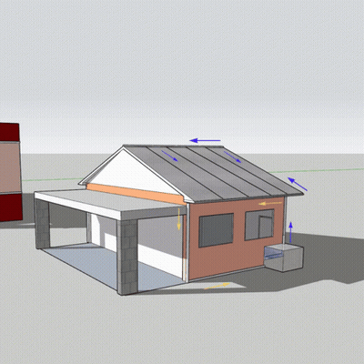 3D House With Arrows Pointing To Places GIF
